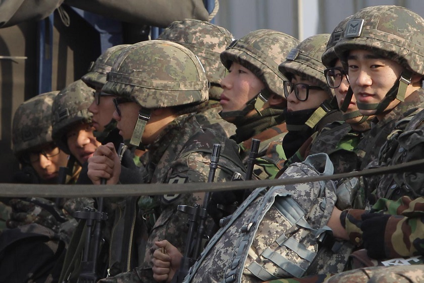 South Korean soldiers sit in a truck at a military check point on April 9, 2013 in Paju, South Korea.  u00e2u20acu201d AFP pic