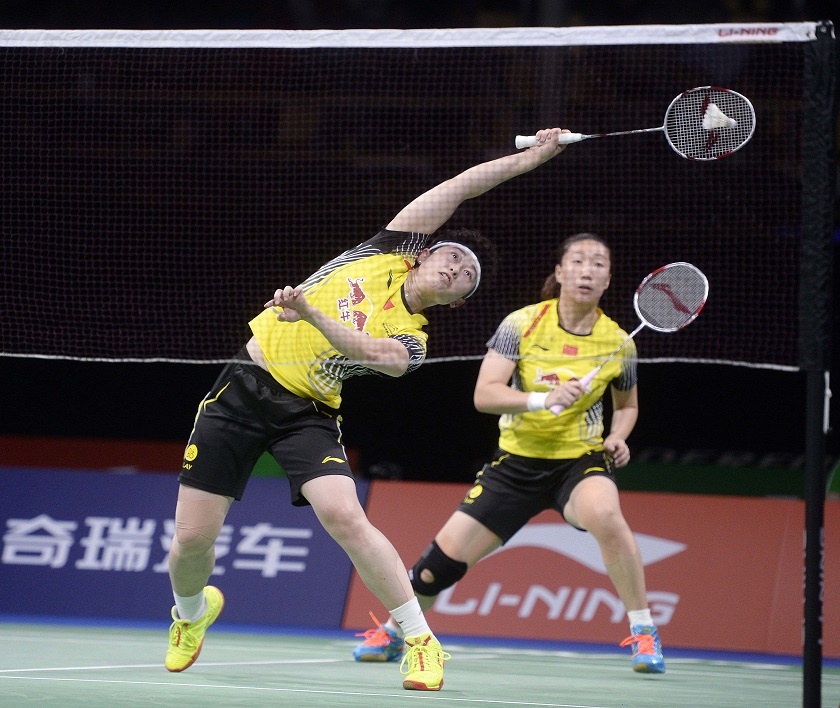 Wang Xiaoli and Yu Yang of China compete against compatriots Tian Qing and Zhao Yuniel during their womenu00e2u20acu2122s doubles final match at the Badminton World Championships in Copenhagen August 31, 2014.  u00e2u20acu201d Reuters pic