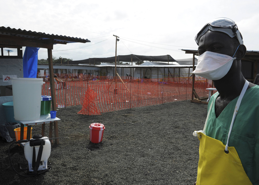 An Ebola health worker stands on duty at an isolation unit in Monrovia, Aug 31, 2014. u00e2u20acu201d Reuters pic