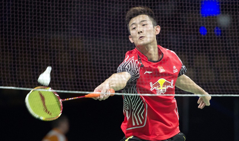 Chen Long plays against Luka Wraber (not pictured) of Austria during their mensu00e2u20acu2122 singles Badminton World Championship match at Ballerup Super Arena in Copenhagen August 26, 2014. u00e2u20acu201d Reuters pic