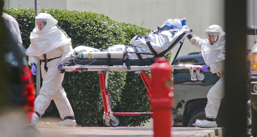 Medical workers roll patient Nancy Writebol into Emory University Hospital in Atlanta Georgia, August 5, 2014.  u00e2u20acu201d Reuters pic