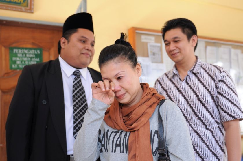 Halimah cries tears of joy after the Shariah lower court acquitted and discharged her of khalwat. Her lawyer Wan Faridulhadi is see on the left. u00e2u20acu201d Picture by K.E.Ooin