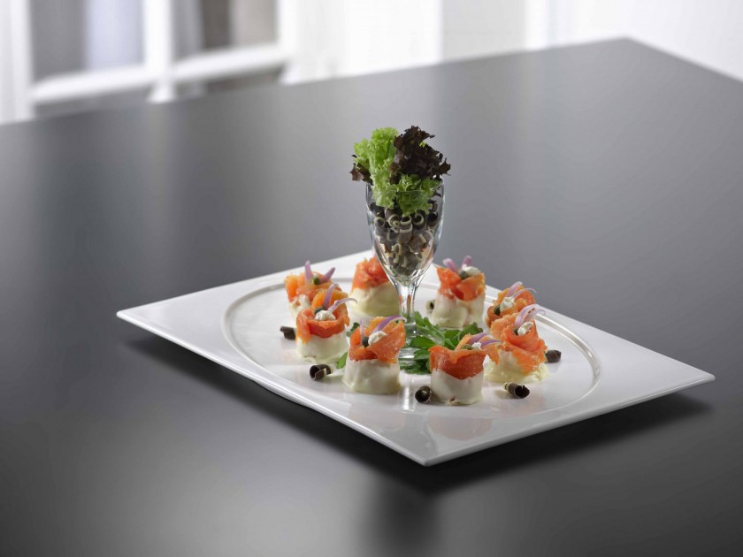 Harvest Of The Sea Smoked Salmon dipped in White Chocolate, at the Concorde Hotel Singapore. u00e2u20acu201d Today pic