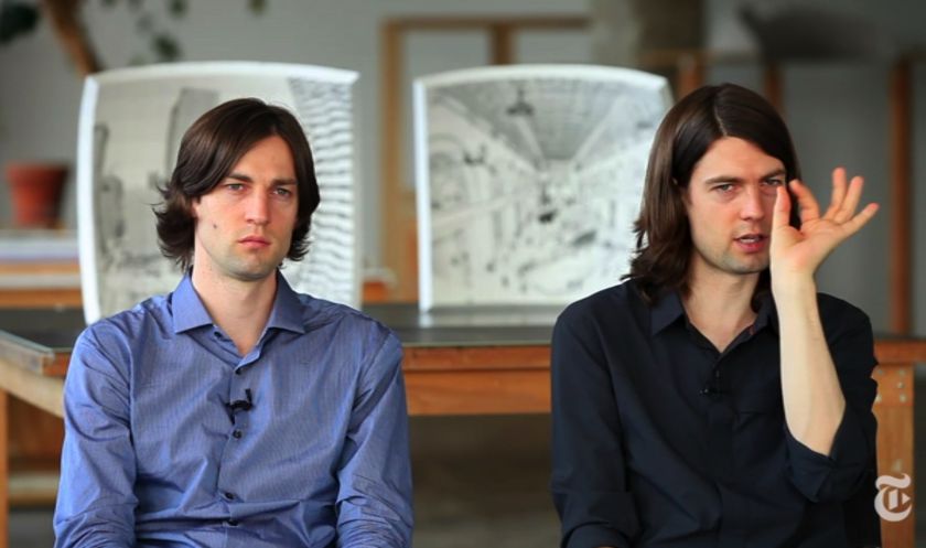 Twin brothers Ryan and Trevor Oakes created camera-obscura-exact drawings using a device they invented. u00e2u20acu201d NYT videograb