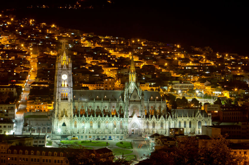 Basilica Cathedral of Quito, Ecuador seen at night. u00e2u20acu201d AFP picn