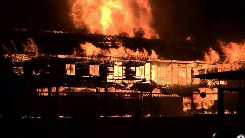A row of shophouses were destroyed in a pre-dawn blaze in Menggatal, Sabah, on August 1, 2014. u00e2u20acu201d Picture courtesy of the Sabah Fire and Rescue Services Department