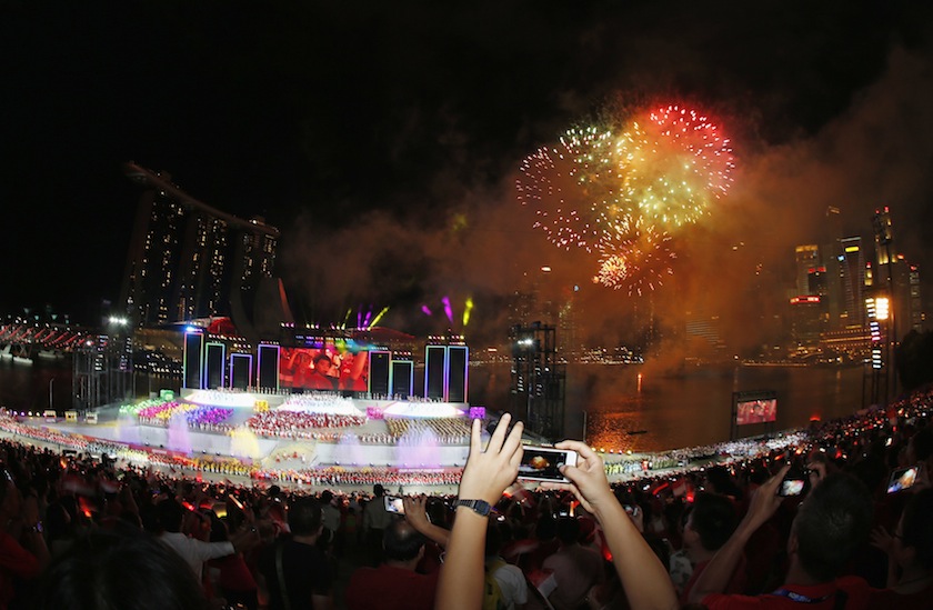 Fireworks explode during Singapore's 49th National Day Parade at the floating platform in Marina Bay August 9, 2014. u00e2u20acu201d Reuters pic