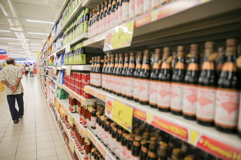 Rows of neatly stacked sauce bottles are seen in a Tesco supermarket. u00e2u20acu201d Picture by Choo Choy May
