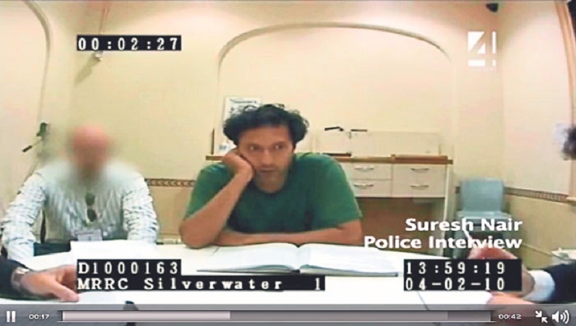 A screen grab from a video of Suresh being interviewed by police uploaded on The Daily Telegraph newspaper in Australia.