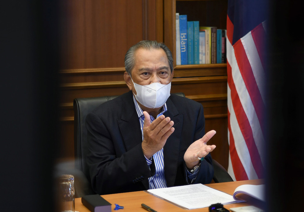 Prime Minister Tan Sri Muhyiddin Yassin speaking during a virtual press conference on developments during the government's fight against the COVID-19 pandemic at his office today in Putrajaya, July 24, 2021 u00e2u20acu201d Bernama picnn