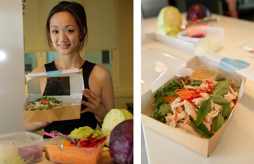 Elaine Ho with her healthy salad lunch box... a boon for healthy eaters (left). u00e2u20acu201dPicture by Choo Choy May 