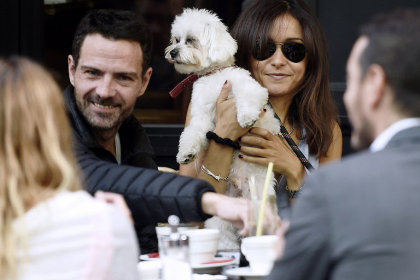 French rogue trader of the Societe Generale bank, Jerome Kerviel (left), is seen with his girlfriend, on September 8, 2014 in Paris, after he left a prison. u00e2u20acu201d AFP pic