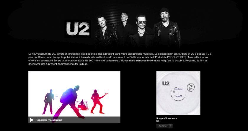 The digital album was made available free to anyone who has, or opens, an iTunes account by October 13. u00e2u20acu201d u00c2u00a9Apple