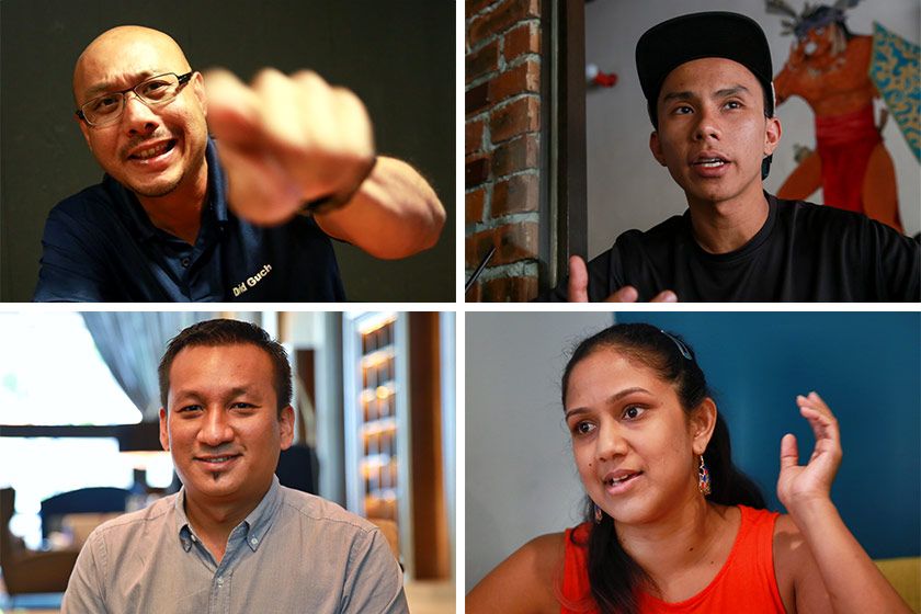 (Clockwise from top left): David Gucharan Singh, Amir Syakirin Jamal Azmi, Azzura Soraya Hassan and Mark Harrison were in the u00e2u20acu02dcAre Malaysians Racist?u00e2u20acu2122 video and deny it was set up. u00e2u20acu201d File pic