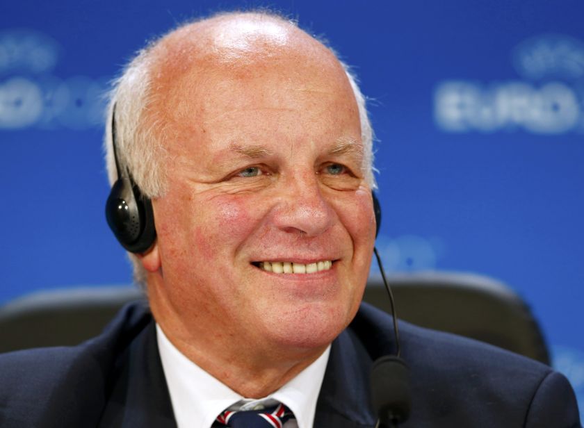 British Football Association chairman Greg Dyke reacts during a press conference after the announcement of the 13 cities which will host matches at the Euro 2020 tournament to be played across the continent, in Geneva September 19, 2014. u00e2u20acu201d Reuters pic