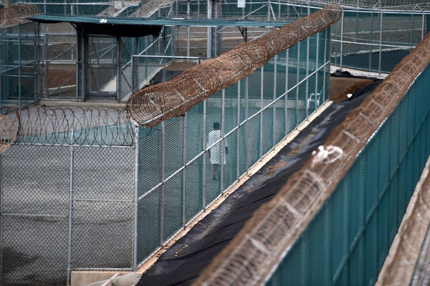 File photo shows an unidentified detainee walking in the excercise yard of the 'Camp 6' detention facility at the US Naval Station in Guantanamo Bay, Cuba. u00e2u20acu201d AFP pic