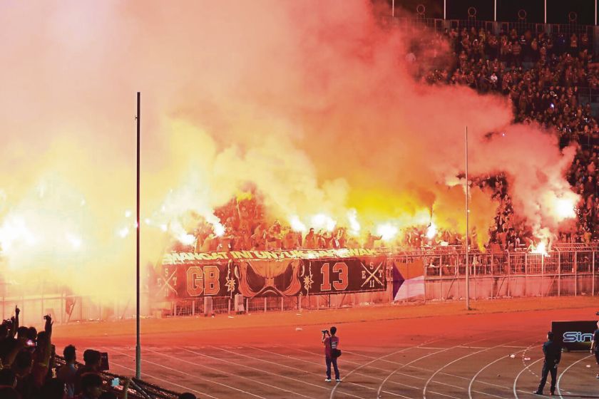 Sarawak supporters riotting at State Stadium in Kuching last Saturday. ― Picture by Frankie D’Cruz