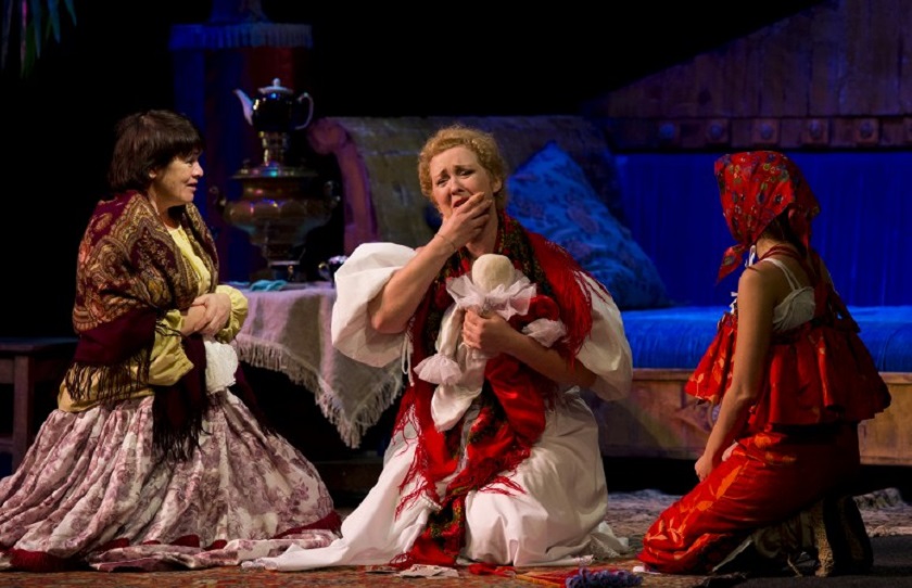 Actresses perform during a dress rehearsal of u00e2u20acu02dcMarriageu00e2u20acu2122, a play by Russian author Nikolai Gogol, at the Donetsk National Academic Ukrainian Musical and Drama Theatre in Donetsk on October 10, 2014. u00e2u20acu201d AFP pic 