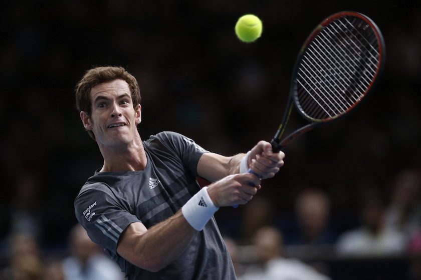 Andy Murray of Britain returns a shot during his men's singles tennis match against Grigor Dimitrov of Bulgaria in the third round of the Paris Masters tennis tournament at the Bercy sports hall in Paris, October 30, 2014.u00c2u00a0u00e2u20acu201d Reuters pic