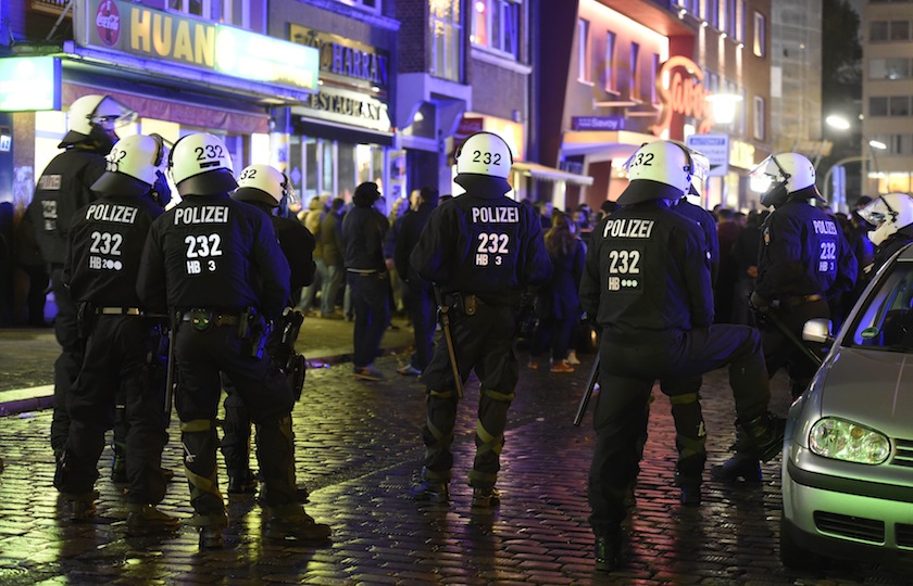 German riot police stand guard during a demonstration by Kurdish protesters in solidarity with the people of the Syrian Kurdish town of Kobani, at the Steindamm in Hamburg, October 8, 2014.u00c2u00a0u00e2u20acu201d Reuters pic