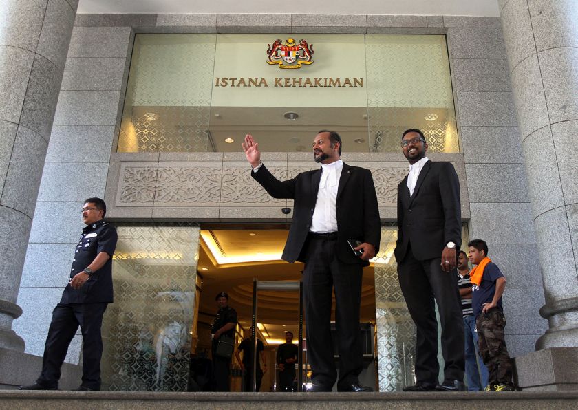 Gobind Singh Deo, who is part of Anwar's defence team, is seen outside the court building when the court adjourned for lunch, October 29, 2014. u00e2u20acu201d Picture by Yusof Mat Isa
