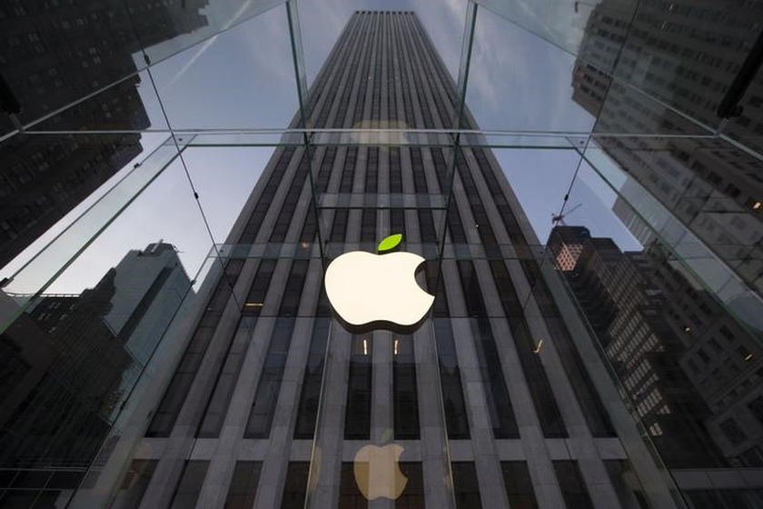 The leaf on the Apple symbol is tinted green at the Apple flagship store on 5th Ave in New York April 22, 2014. u00e2u20acu201d Reuters picn