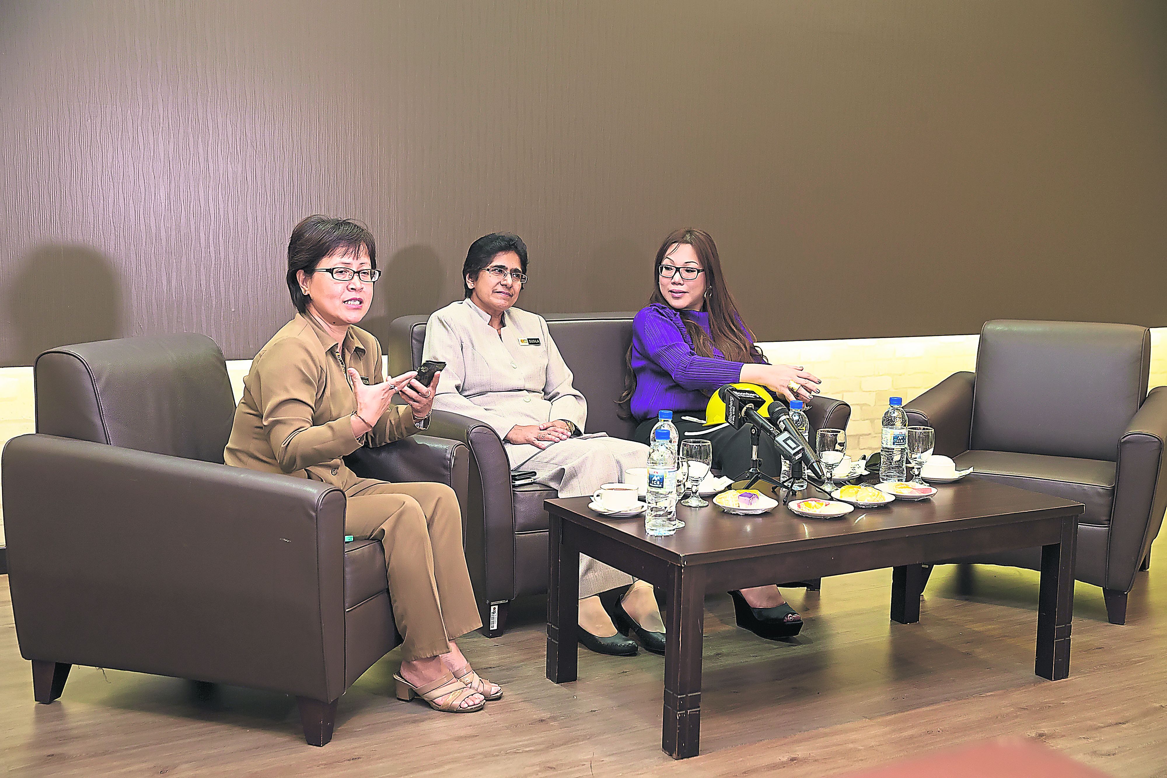 (From left) Martrade lifestyle director Aureen Nonis, Martrade deputy CEO Susila Devi and Yeoh. u00e2u20acu201d Malay Mail pic