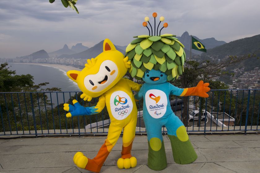 The yet to be named mascots of the Rio 2016 Olympic and Paralympic Games, with the Copacabana beach in the background, during their first appearance in Rio de Janeiro, November 23, 2014, handout courtesy of the Brazil Olympic Committee (COB) Reuters