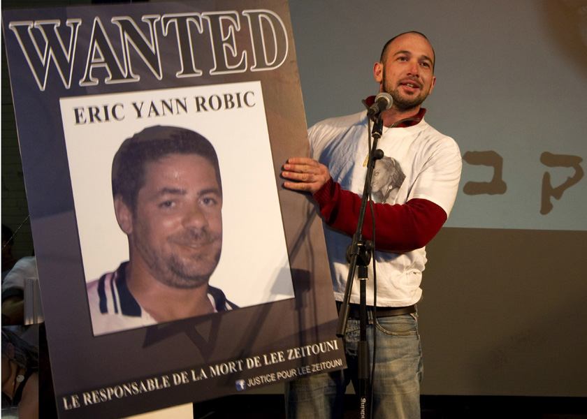 Roy Peled, boyfriend of Lee Zitouni, 25, who was killed in a hit and run accident by French driver Eric Yann Robic, November 27, 2014. u00e2u20acu201d AFP pic