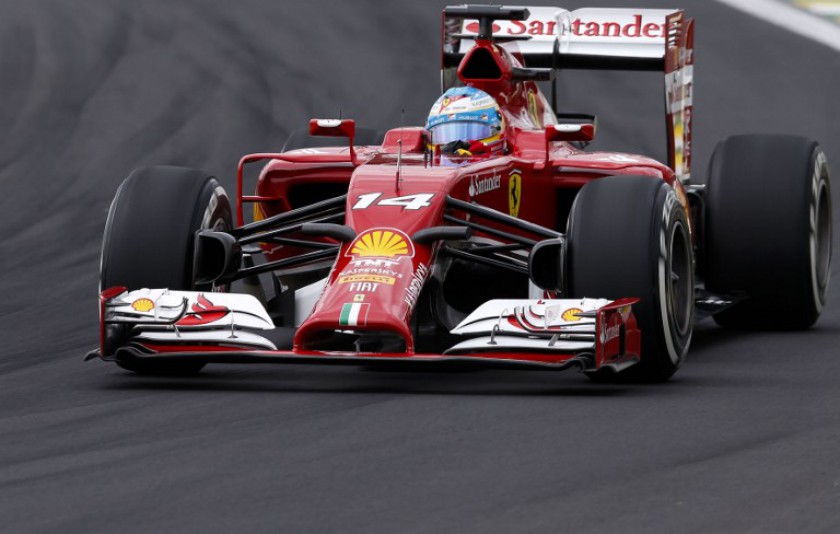 Spanish driver Fernando Alonso of Ferrari takes part in the third free practice at the Interlagos racetrack in Sao Paulo, Brazil on November 8, 2014 on the eve of the Formula One World Championship. u00e2u20acu201d AFP pic