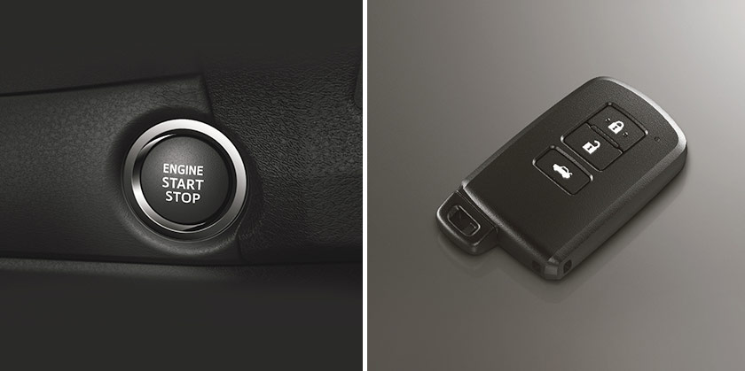 Push Start button (left). Smart Entry key (right)