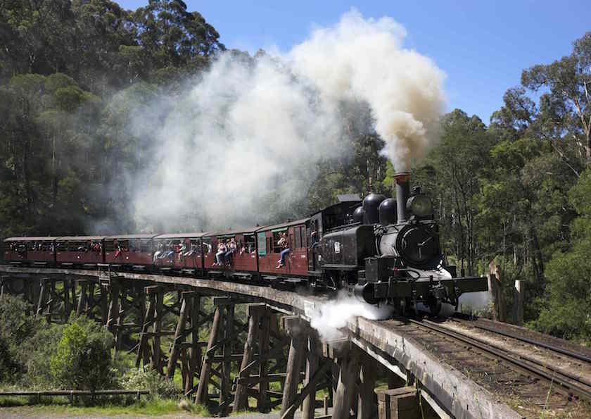 A Puffing Billy steam train hauled by locomotive 14A crosses the Monbulk Creek trestle after leaving Belgrave station near Melbourne, October 20, 2014. u00e2u20acu201d Reuters pic