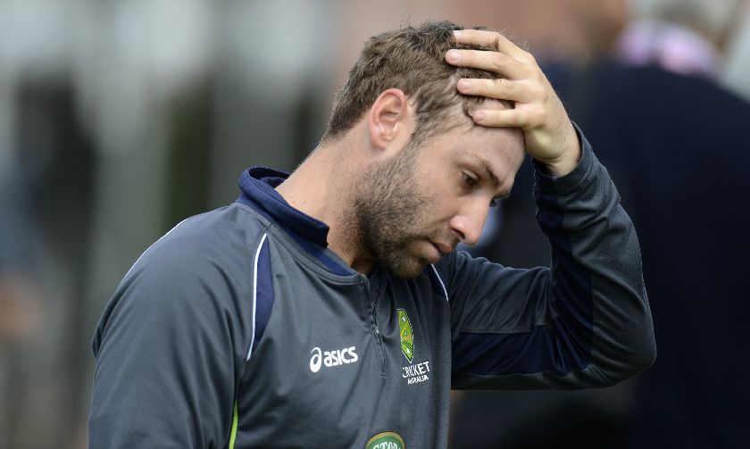 Australiau00e2u20acu2122s Phillip Hughes at a training session before the third Ashes cricket test match against England at Old Trafford cricket ground in Manchester July 30, 2013. REUTERS/Philip Brown
