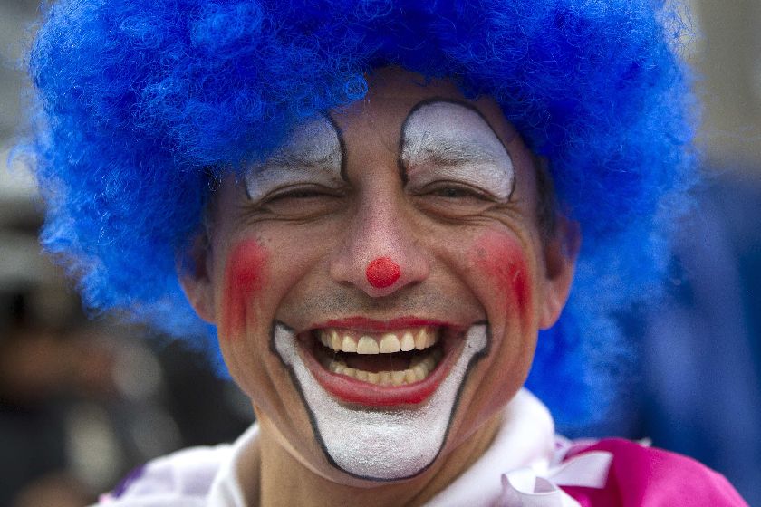 Clowning down 6th Avenue at the Macy’s Thanksgiving Day Parade.