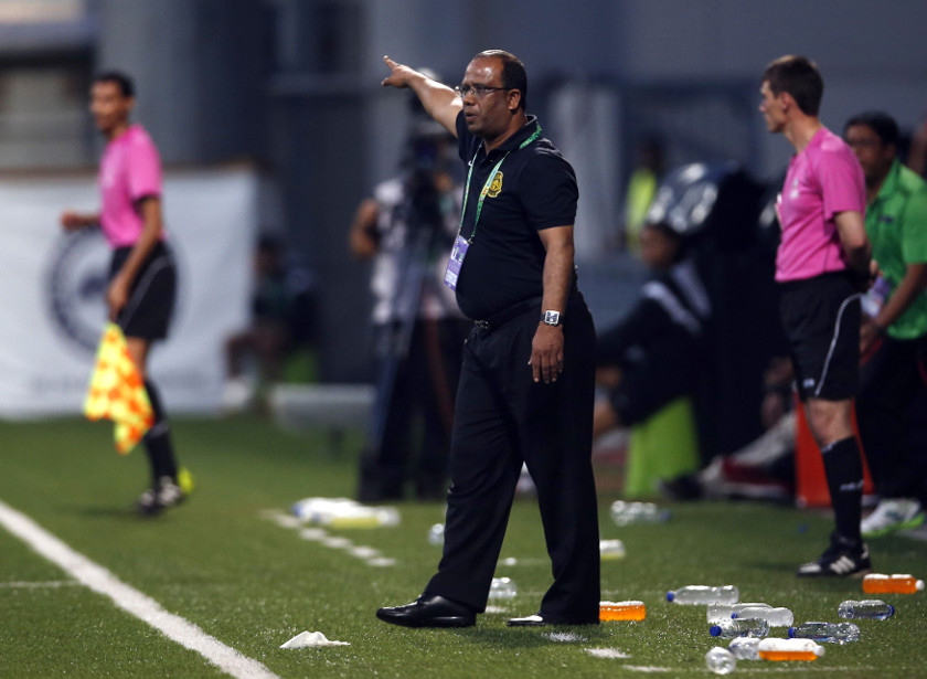 Malaysia's head coach Dollah  Salleh reacts during their Suzuki Cup Group B match against Myanmar at Jalan Besar stadium in Singapore, November 23, 2014. u00e2u20acu201d Reuters pic
