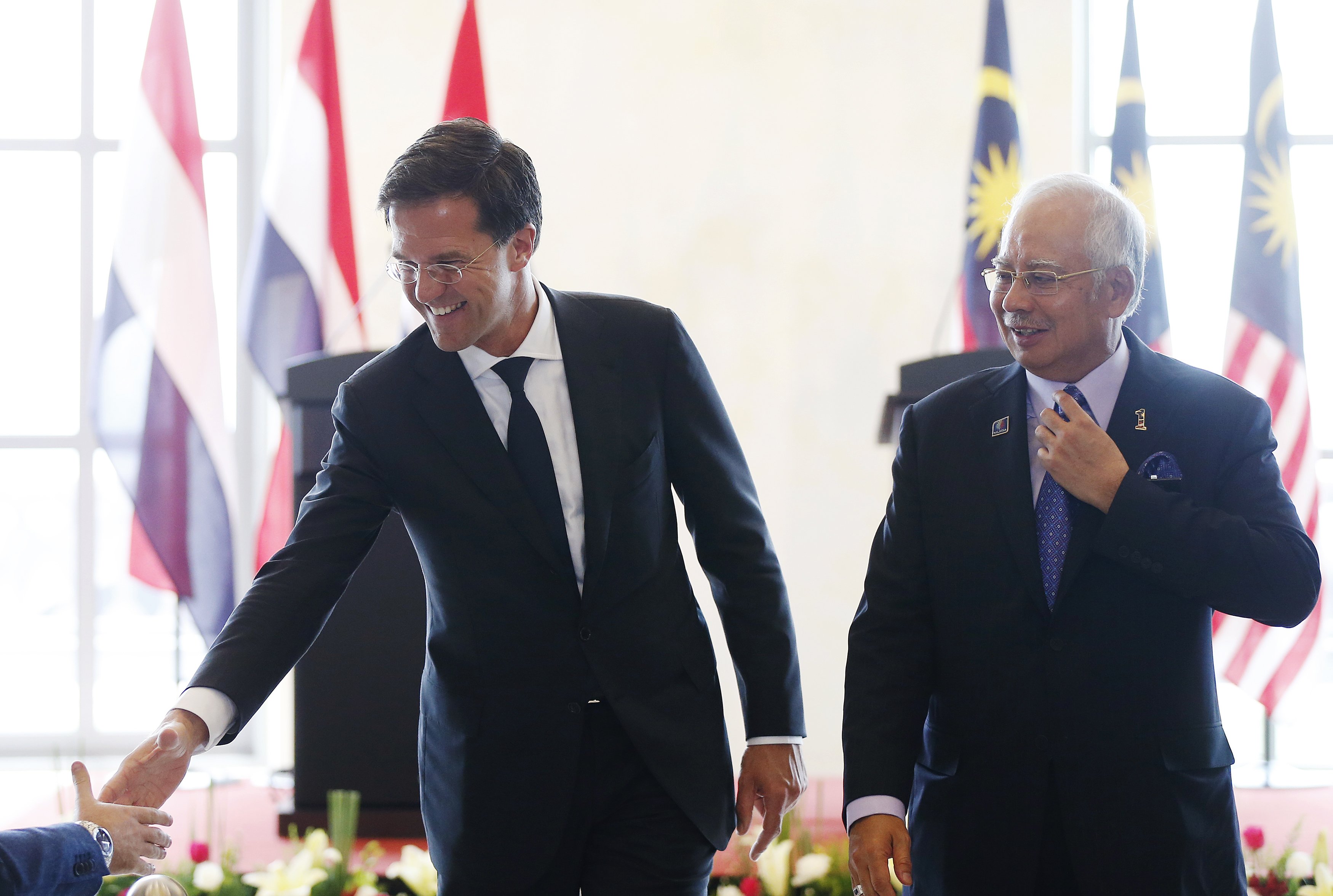 Dutch Prime Minister Mark Rutte and Datuk Seri Najib Razak leave a joint news conference in Putrajaya November 5, 2014. u00e2u20acu201d Reuters pic