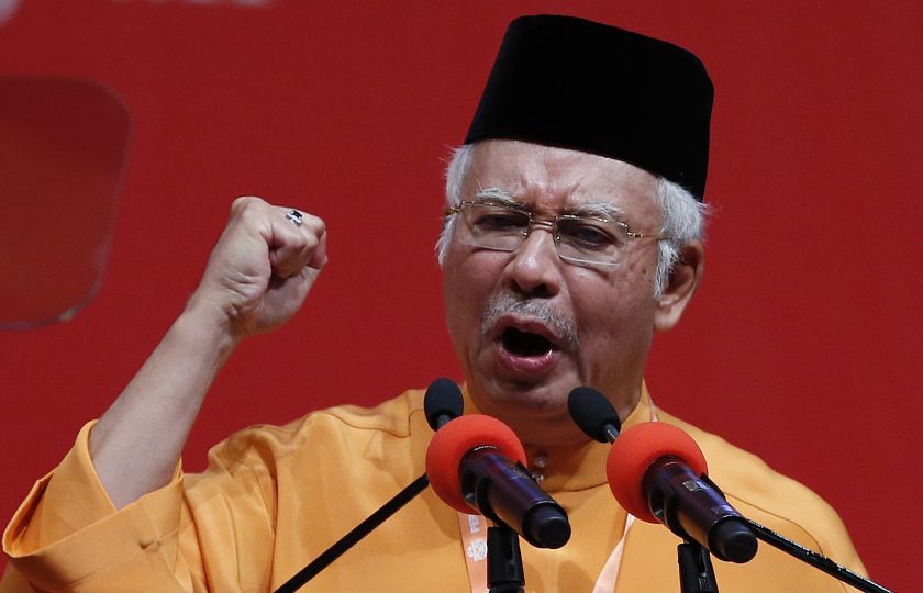 Prime Minister Datuk Seri Najib Razak gestures as he gives the keynote address during the Umno general assembly at the Putra World Trade Centre in Kuala Lumpur November 27, 2014. u00e2u20acu201d Reuters pic