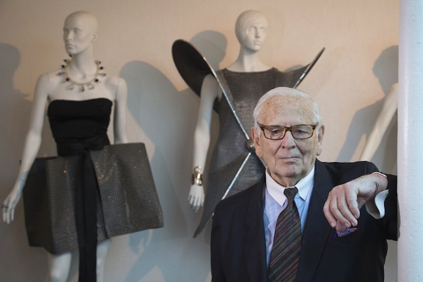 French designer Pierre Cardin poses in his new museum, called u00e2u20acu02dcPasse-Present-Futuru00e2u20acu2122 (u00e2u20acu02dcPast-Present-Futureu00e2u20acu2122) in Paris November 4, 2014. u00e2u20acu201d AFP pic