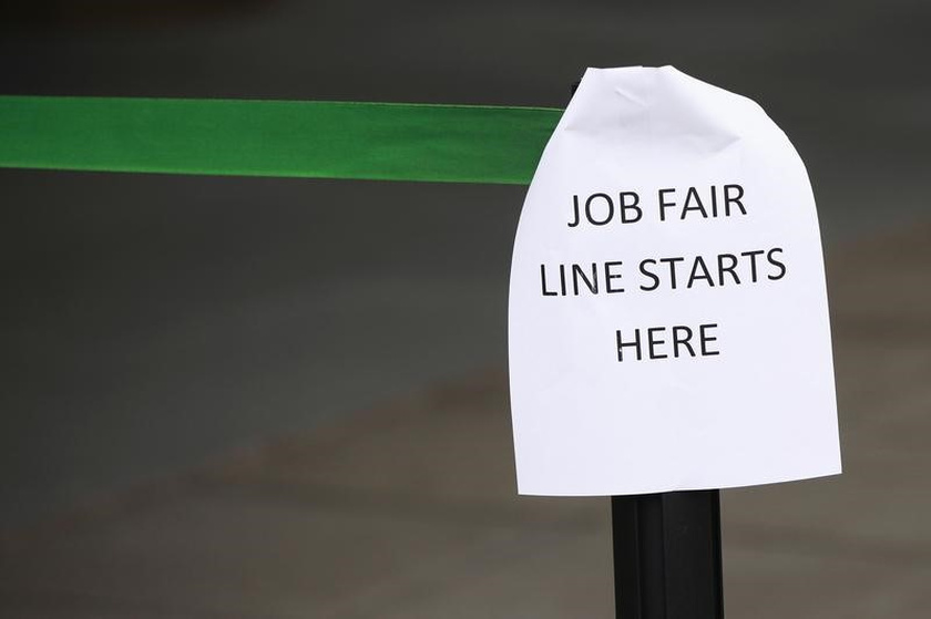 A sign marks the entrance to a job fair in New York October 24, 2011. u00e2u20acu201d Reuters pic