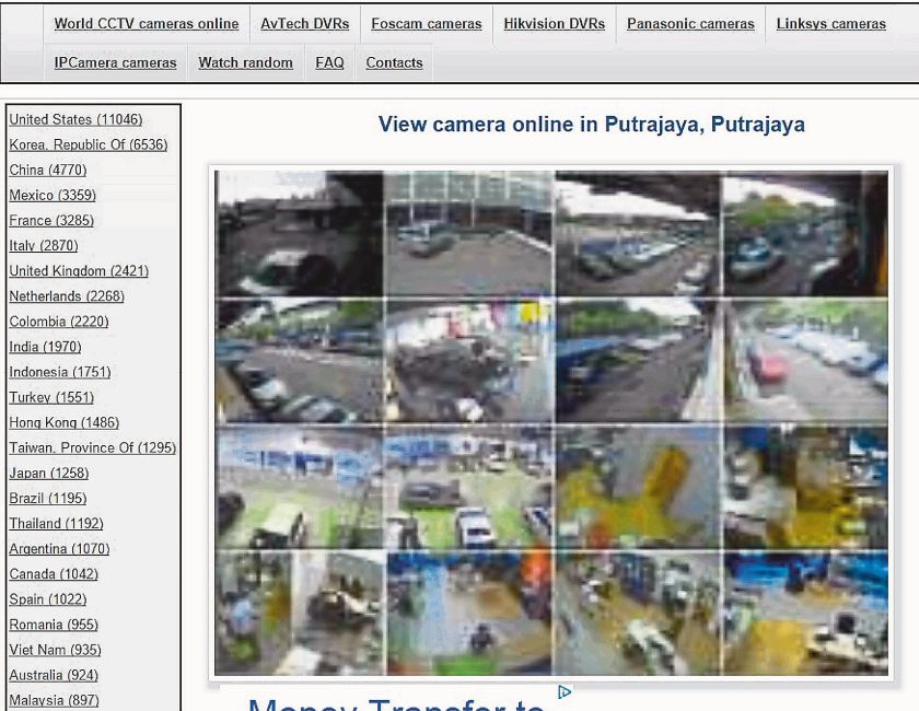 A screen shot of 16 locations in Putrajaya, including those in government buildings, captured on Insecam.com yesterday. u00e2u20acu2022 Malay Mail pic