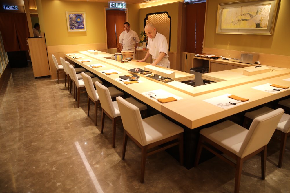 The best seats in the house is at the 12-seater sushi counter.