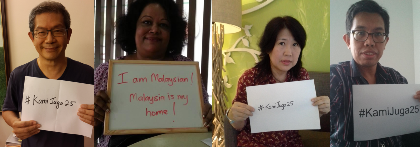 Part of the groupu00e2u20acu2122s campaign involves getting people to pose with signs which say u00e2u20acu02dc#KamiJuga25u00e2u20acu2122. u00e2u20acu201d Picture courtesy of Azrul Mohd Khalib