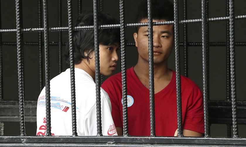 Zaw Lin and Win Zaw Tun are accused of murdering David Miller and Hannah Witheridge on the Thai diving resort of Koh Tao in September. u00e2u20acu201d AFP pic
