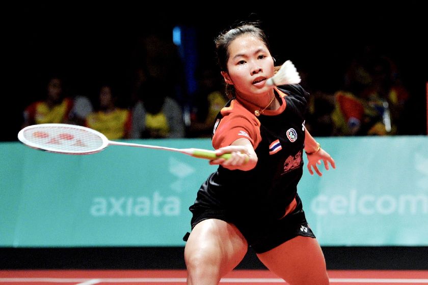Thai womenu00e2u20acu2122s singles Ratchanok Intanon on her way to beating Indonesian Hanna Ramadhini 21-9, 21-12 in the final of their Axiata Cup Badminton championship December 7, 2014, at Stadium Badminton Kuala Lumpur in Cheras. u00e2u20acu201dBernama pic