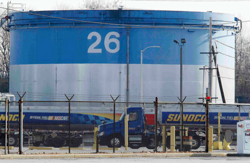Brent crude oil fell below US$69 a barrel after Saudi Arabia announced deep cuts in selling prices. File picture shows tankers waiting to fill up at the Sun Federal loading facility in Philadelphia, Pennsylvania December 4, 2014. u00e2u20acu201d Reuters pic