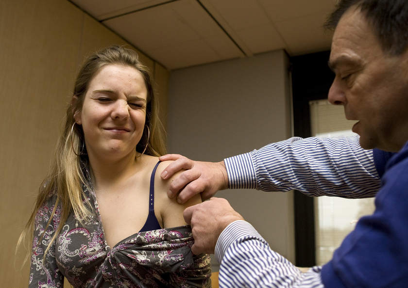 A girl getting a vaccine against cervical cancer in Zwijndrecht, Holland March 29, 2010.  u00e2u20acu201d AFP picn