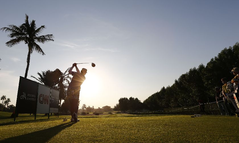 Feng Shanshan of China takes her shot on the 10th hole during the second round of the Dubai Ladies Masters December 11, 2014. REUTERS/Caren Firouz