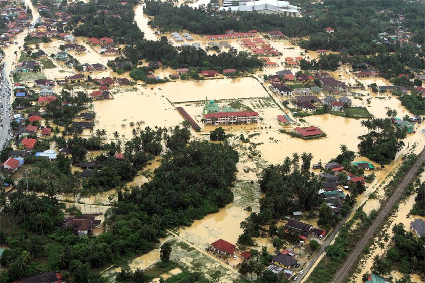An aerial view of Pasir Mas in Kelantan inundated by flood water, December 29, 2014. u00e2u20acu201d Picture by Yusof Mat Isa