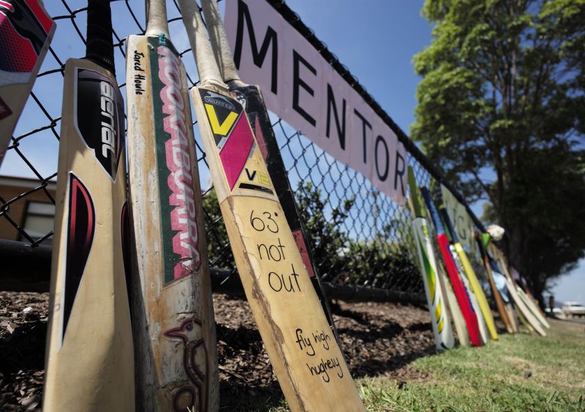 Cricket bats line the funeral procession route for Australian cricketer Phillip Hughes outside a primary school in his home town of Macksville, December 3, 2014. u00e2u20acu201du00c2u00a0Reuters pic