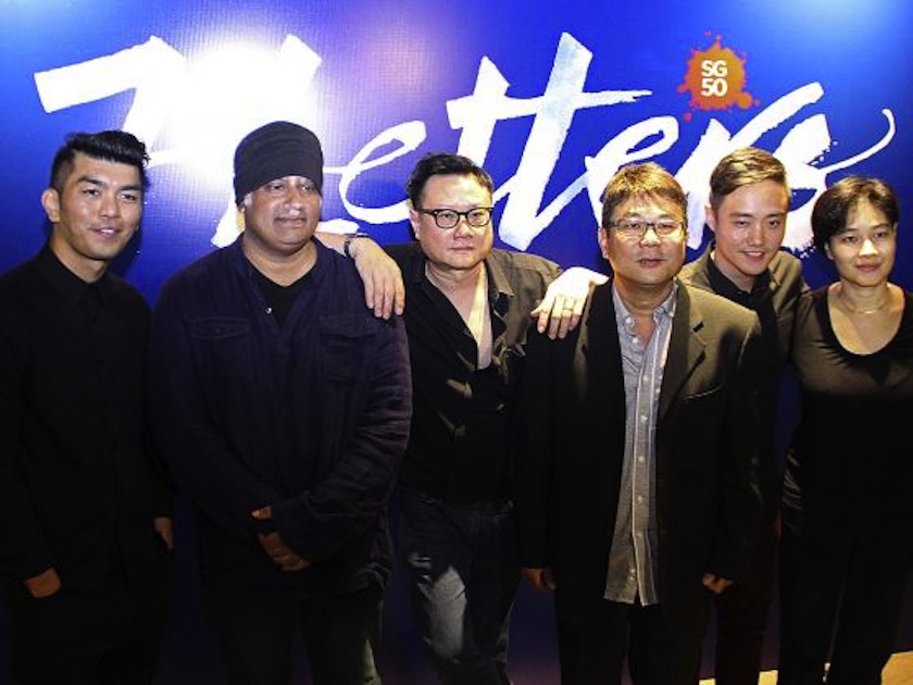 (From left) Award-winning directors Royston Tan, K Rajagopal, Eric Khoo, Jack Neo, Boo Junfeng and Tan Pin Pin during the unveiling of their one-of-a-kind cinematic project yesterday. u00e2u20acu201du00c2u00a0Today pic